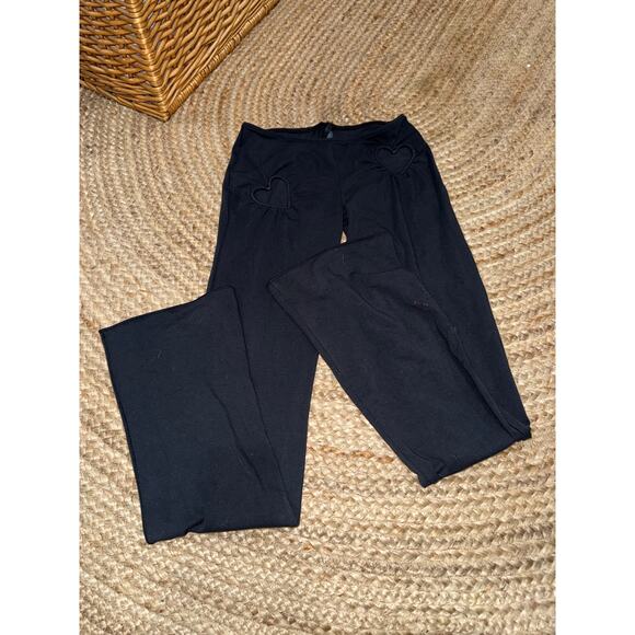 SKIMS cotton jersey heart cut out flared leggings in black size small - Picture 2 of 3